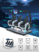 MoviePower VR 3Q Machine de jeu 9D à réalité virtuelle, à monnayeur, 3 places, fauteuils de cinéma 9D, films HD, simulateur de jeu VR