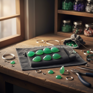 Pierre précieuse en chrysoprase naturelle taillée en poire à facettes, 15x10x5.50 MM, vertes, pour la fabrication de bijoux DIY, qualité supérieure, troisième qualité, vente en gros - Product Image 3
