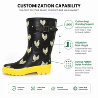 Bottes de pluie en caoutchouc pour femmes, imprimé Teckel tendance, avec boucle latérale réglable, imperméables, pour jardin et extérieur