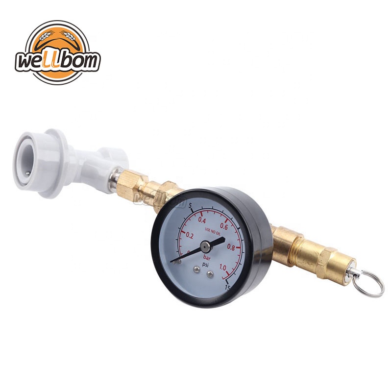 Клапан СО2 для заряда с манометром, давление 0-15 фунтов на кв. дюйм, с резьбовым шаровым замком для заправки пива, СО2