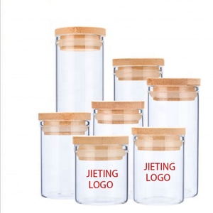 Tarro de vidrio con tapa de bambú y madera para cocina, recipiente recto de vidrio sellado, tarro para té, recipiente para dulces, tarro transparente hermético - Product Image 2