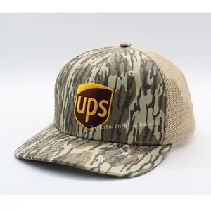 Yüksek kaliteli UPS şapkalar Richardson 112 kamyon şoförü örgü geri Snapback şapka ile ön dokuma yama