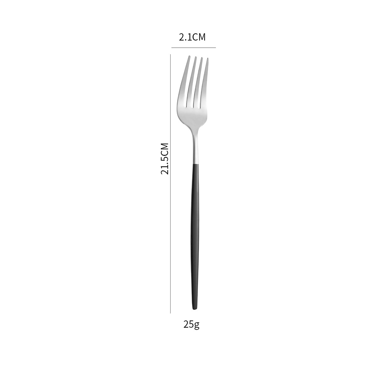 Tenedores de mesa negros y plateados.