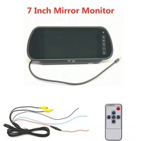 Moniteur de rétroviseur de voiture 7 pouces avec télécommande, connecteur RCA, 2 entrées AV, 12-24V, pour voitures/camping-cars/camions/fourgonnettes - Garantie 1 an