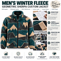 Veste d'hiver en polaire sherpa pour homme, jacquard, fermeture éclair intégrale, manteau décontracté chaud, conception personnalisée OEM ODM, fournisseur de vêtements en gros