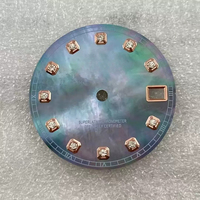 Montre en acier inoxydable avec cadran en nacre 28,5 mm, diamant, sans luminescence, faite à la main, étanche, pour mouvement automatique NH35/NH36/4R36/7S