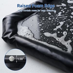 Tapis <span class=keywords><strong>de</strong></span> sol <span class=keywords><strong>de</strong></span> garage 2,4 m x 4,9 m en PVC, tapis <span class=keywords><strong>de</strong></span> protection pour sous la voiture avec rebord surélevé, tapis <span class=keywords><strong>de</strong></span> stationnement <span class=keywords><strong>de</strong></span> garage robuste avec raclette - Product Image 2