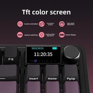 Clavier mécanique Ak870 Plus avec interrupteurs rouges (touches ergonomiques noires) - Tri-mode avec écran OLED - RVB - DIY - Product Image 6