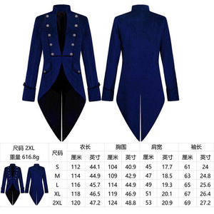 <span class=keywords><strong>Costume</strong></span> d'Halloween pour <span class=keywords><strong>homme</strong></span>, queue-de-pie, <span class=keywords><strong>costume</strong></span> de mariage vintage, cosplay noble, veste médiévale à manches longues, steampunk victorien - Product Image 3