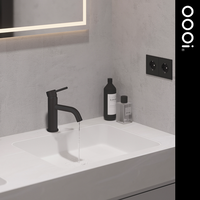 Robinet de lavabo en laiton pour hôtel, design minimaliste, monocommande, à poser sur le comptoir, mitigeur eau chaude et froide pour salle de bain