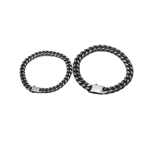 Stainless Steel Cuban Link Bracelet with Matte Vintage Finish Heavy Duty Chain Design Gothic Punk Style Jewelry <b>for</b> <b>Men</b> - Product Image 1