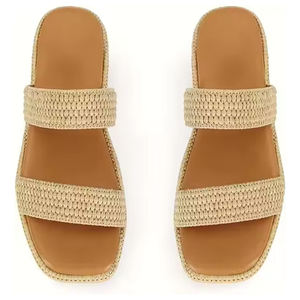 Zapatillas de playa con punta cuadrada de nuevo estilo para mujer, Sandalias planas con punta abierta para mujer de alta calidad para otoño y verano - Product Image 3