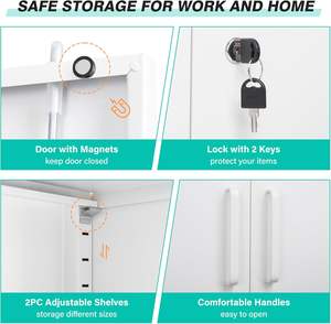 Armoire à dossiers moderne en acier à 2 tiroirs, rangement en fer réglable pour le bureau et la maison, pour une utilisation dans le salon - Product Image 4