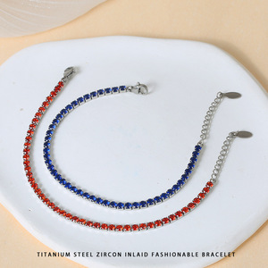 Color CZ Tennis <b>Bracelet</b> in Stainless Steel | Adjustable Delicate Chain with PVD Coating | Tarnish-Free Jewelry for Women - Product Image 2