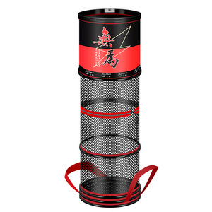 Jaula de pesca de alambre metálico plegable, bolsa de malla de nailon para peces vivos, para suministros de pesca con revestimiento de borde de aleación de aluminio - Product Image 1