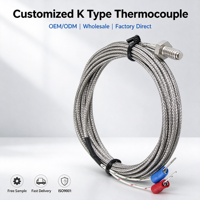 Kabel Termokopel Tipe K Khusus dengan Probe Sekrup M6 dan Kabel Jalin untuk Oven, Mesin Cetak, Grosir Langsung dari Pabrik