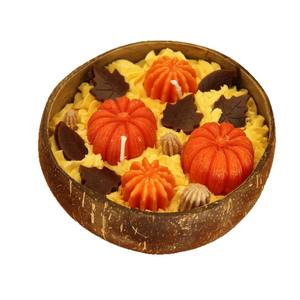 Bougie parfumée artisanale biodégradable LANJO Harvest Fall en cire de soja, en forme de citrouille, pour Halloween, Thanksgiving, Diwali, avec feuille d'érable miniature - Product Image 3