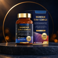 Capsule de magnésium 12-en-1 complexe à marque privée, supplément minéral quotidien pour adultes, OEM ODM, logo personnalisé, vente en gros, approvisionnement en vrac