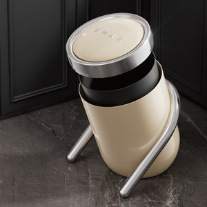 Snar Desktop Trash Can Cylindrical Creamy <b>White</b> Retro Red Midnight Black With Lid Indoor Use - Product Image 2