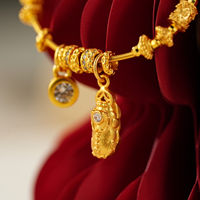 Bracelet Pendentif Gourd Pixiu en Alliage d'Or et Zircon pour Femme TANGPEI, Bijoux de Mode