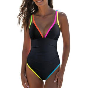 <span class=keywords><strong>Maillot</strong></span> <span class=keywords><strong>de</strong></span> <span class=keywords><strong>bain</strong></span> une pièce pour femme UDO avec contrôle du ventre, design amincissant à col en V profond, découpe creuse, logo frontal, tissu respirant - Product Image 1