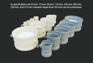 Valvola di controllo manuale in plastica a <span class=keywords><strong>doppio</strong></span> flangia DIA 50mm-315mm, serranda aria manuale in PP stampata a iniezione con connessione a innesto - Product Image 2
