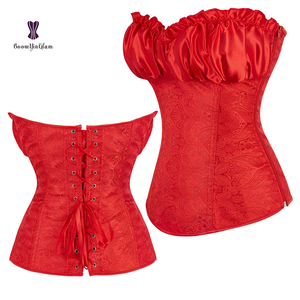 Corsetto in raso corsetto in broccato damascato con cerniera a cerniera Bustier da donna matura a forma di adulto indossa corsetti Top con etichetta privata - Product Image 1