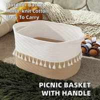 Panier de rangement en coton tricoté à la main avec poignée, boîte cadeau tissée pour Pâques, pour jouets d'enfants, design vintage personnalisé, forme rectangulaire