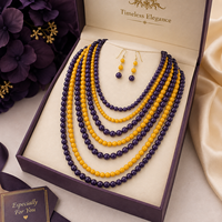 Nouveau collier ras-du-cou à plusieurs rangs avec perles bleues et jaunes, bijou tendance pour femmes, idéal pour les soirées, motif Sorority Sigma Gamma