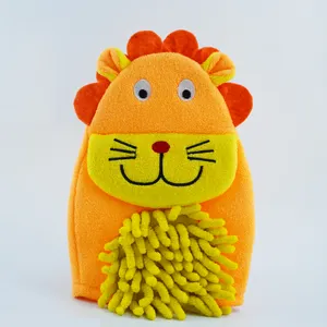 Hot Selling High Quality Cute Colorful Animal Shape Bath Gloves Kids Baby Shower Loofah Bath Sponge