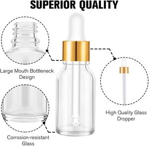 Botella con Gotero Transparente, Botella de Vidrio Ámbar Cuadrada para Gotas para los Ojos, 30 ml, Envase Cosmético para Suero - Product Image 4