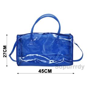 Sac de sport personnalisé avec logo, sac en plastique transparent pour la gym, les voyages, la plage, sac en PVC, sac de sport couleur bonbon, sac en gelée avec fermeture éclair métallique, sac fourre-tout transparent - Product Image 3