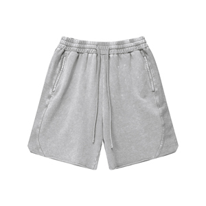Pantalones cortos para correr de malla de estambre de peso pesado 100% algodón 330g personalizado para hombre DTG Cargo lavado con ácido - Product Image 1