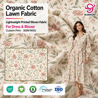 Tela de Algodón Orgánico para Vestidos de Verano, Blusas, Tejido Ligero con Estampado Digital Personalizado, Moda Sostenible OEM