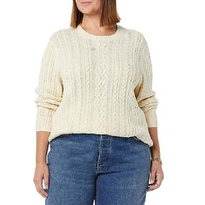 Logo personnalisé dames décontracté à manches longues pull-over pull femmes surdimensionné rond col en V tricots BD pull femme - Product Image 1