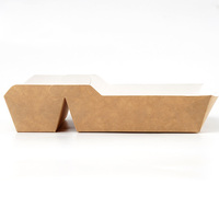 Bandejas de papel desechables personalizadas del fabricante para pollo frito y patatas fritas con un bolsillo para sumergir Ketchup