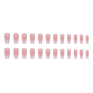 <span class=keywords><strong>Uñas</strong></span> <span class=keywords><strong>Postizas</strong></span> de Longitud Media con Purpurina Degradada Rosa para <span class=keywords><strong>Niñas</strong></span>, Estilo Francés Dulce y Moderno, Piezas de <span class=keywords><strong>Uñas</strong></span> para los Dedos - Product Image 5