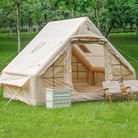 6.3 ㎡   Tente de camping gonflable en tissu Oxford 420D, double porte en U, imperméable 5000 mm, pour le glamping