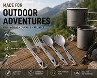 Fourchette-cuillère-couteau en titane pur, couverts de camping, cuillère, fourchette, couteau en titane, ultraléger, portable, ustensiles de plein air pour le camping