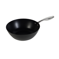 Set Panci Masak Dapur Label Pribadi OEM Anti Lengket 5 Buah, Wajan Goreng & Wok Penggorengan dari Baja Karbon dengan Gagang Stainless Steel