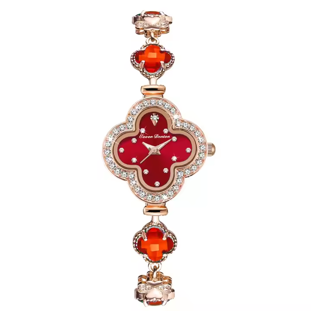 Elegant SENO Quartz Women's Watch with Four Leaf Clover Jewelry Bracelet Solar Features Alloy Case Glass Dial Window Gift