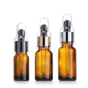 Clear Houder 15Ml 30Ml Lege Ronde Amber Bruin Etherische Olie Fles Dropper Voor Skincare Cosmetische Verpakking