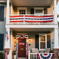 Guirlande patriotique du 4 juillet, bannière drapeau américain en polyester écologique, portable, pour décoration extérieure de véranda pour la Fête de l'Indépendance