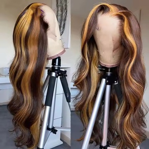 Perruques en cheveux humains sans colle, prêtes à porter, 13x4, transparentes, avec dentelle frontale, ondulées, couleur P4/27, mèches colorées, cheveux brésiliens pour femmes - Product Image 2