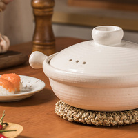 Ensemble de casseroles en céramique de terre cuite beige clair minimaliste japonais, pot à ragoût multi-capacité