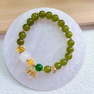 กำไลข้อมือหินอาเกตจีนโบราณแบบเลียนแบบสำหรับผู้หญิง กำไลลูกปัดสีแดงพร้อมจี้รูปน้ำเต้า - Product Image 4