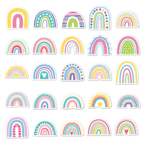 Hecion 50 Uds. <span class=keywords><strong>Pegatinas</strong></span> de colores arcoíris para libro, cuaderno, equipaje, caja de regalo de cumpleaños, <span class=keywords><strong>pegatinas</strong></span> para niño y niña, pegatina de lápiz con botón para el hogar - Product Image 4