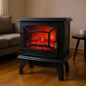 Chimenea Eléctrica de 17 Pulgadas, 1400W, Independiente, con Llama Decorativa, Calefacción, Metálica, Negra - Product Image 2