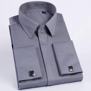 Camisas formales de oficina para hombre, tela de alta calidad, puño francé<span class=keywords><strong>s</strong></span>, patrón en blanco, camisa personalizada para hombre - Product Image 5