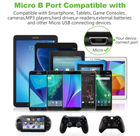 Câble micro USB, câble de chargeur Android Long cordon de synchronisation tressé en nylon et de charge rapide compatible avec Samsung Galaxy S7 S6 Edge